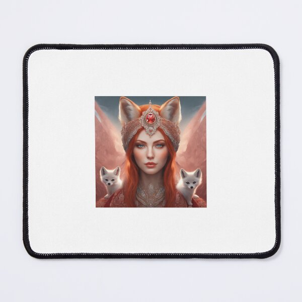 Item preview, Beautiful Portrait Of a Woman With Fox Cubs designed and sold by JoyPhotoArt.