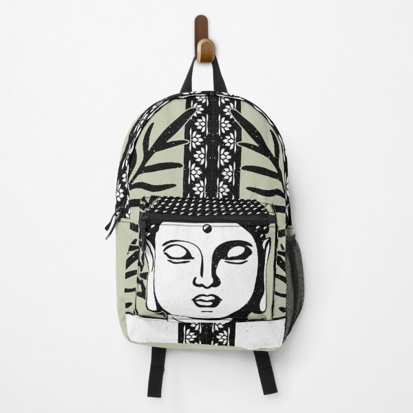 Item preview, Buddha Head Statue with Palm Fronds - Tea, Coal, Snow designed and sold by Irene Estelle.