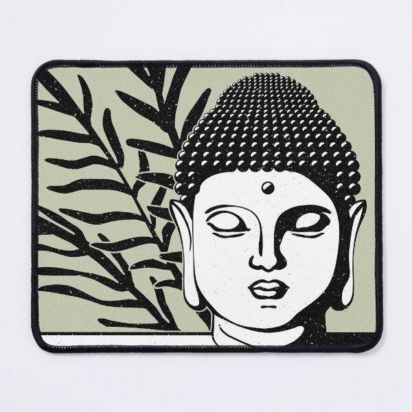 Item preview, Buddha Head Statue with Palm Fronds - Tea, Coal, Snow designed and sold by Irene Estelle.