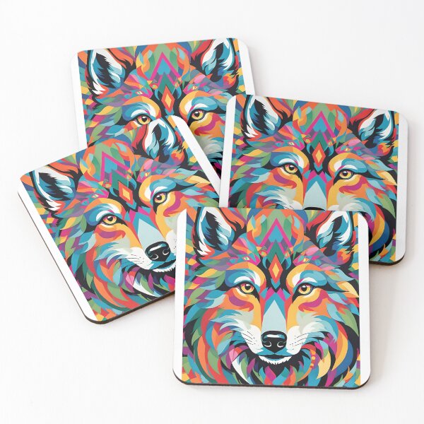 Item preview, Colourful Kaleidoscopic Wolf designed and sold by JoyPhotoArt.