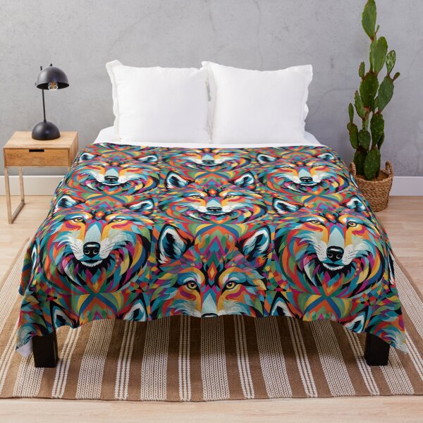 Item preview, Colourful Kaleidoscopic Wolf designed and sold by JoyPhotoArt.