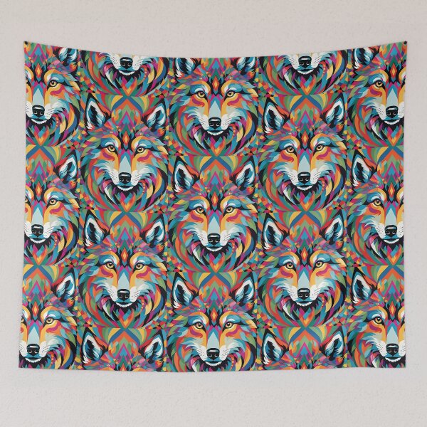Item preview, Colourful Kaleidoscopic Wolf designed and sold by JoyPhotoArt.