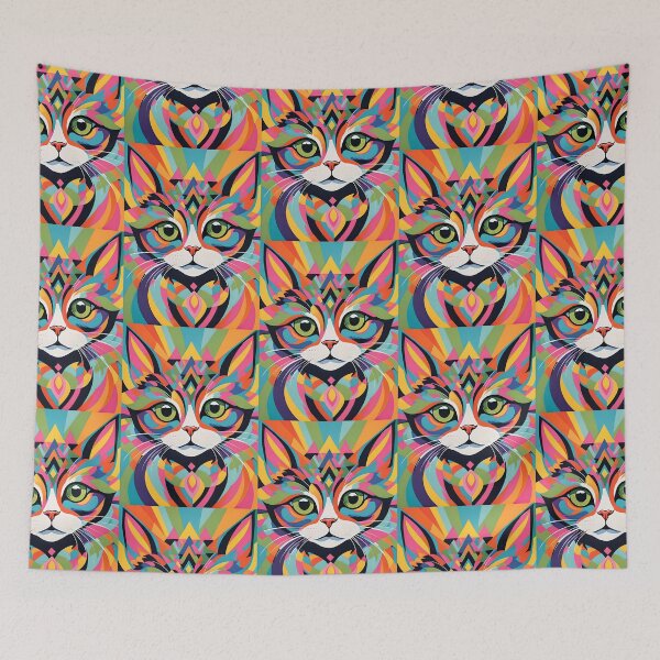 Item preview, Colourful Kaleidoscopic Cat designed and sold by JoyPhotoArt.