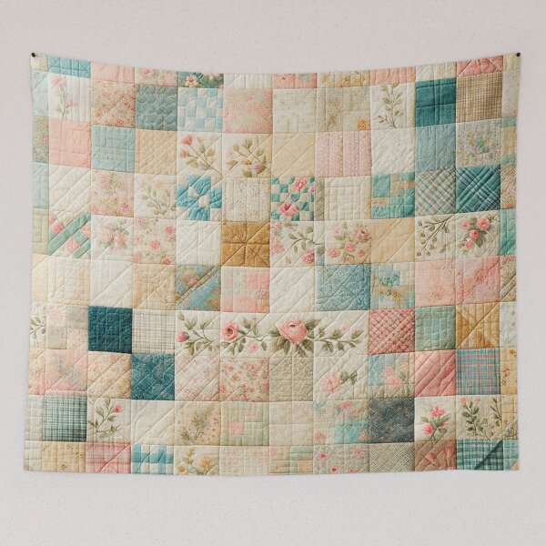 Item preview, Spring Colored Patchwork Quilt Pattern designed and sold by PinUpPizzazz.