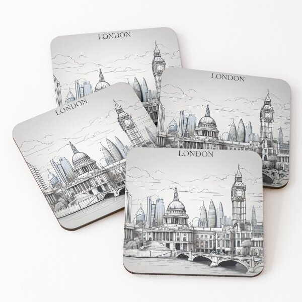 Item preview, London City - Big Ben And Another Iconic Landmark Line Drawing designed and sold by ClaireArtHouse.