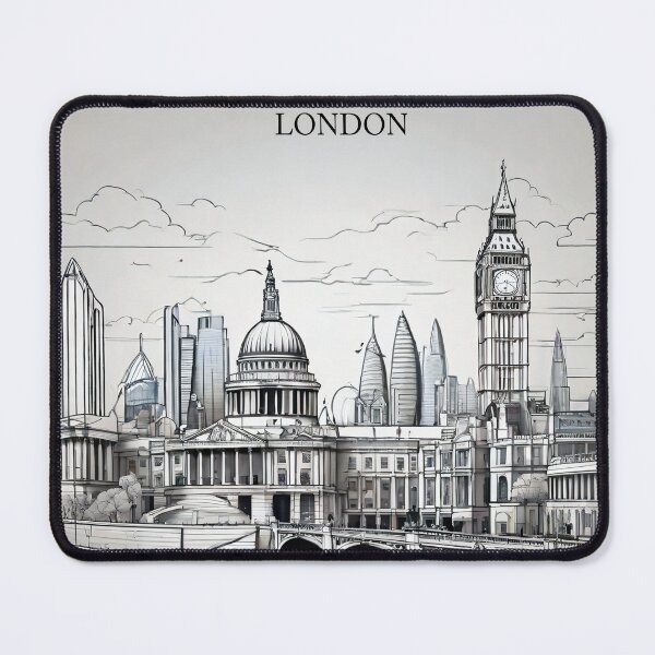 Item preview, London City - Big Ben And Another Iconic Landmark Line Drawing designed and sold by ClaireArtHouse.