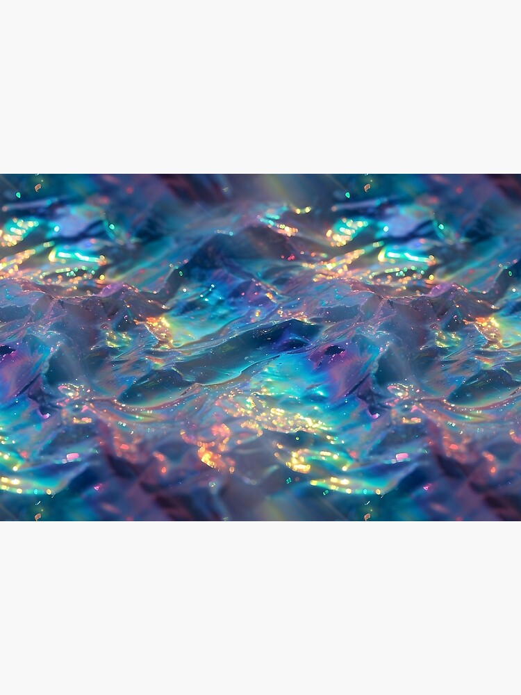 Thumbnail 6 of 6, Bath Mat, Sparkling Blue Rainbow Waves designed and sold by dinaaaaaah.