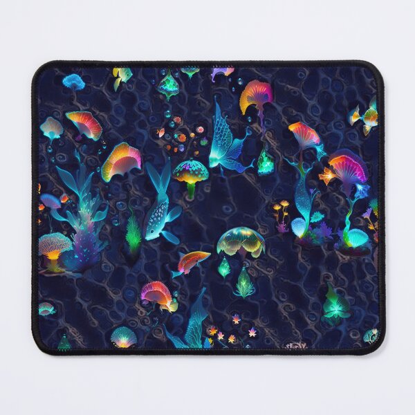 Item preview, seabed, corals, fish, glowing, flaming, multicolored, future dusk designed and sold by Maria Mihailova.