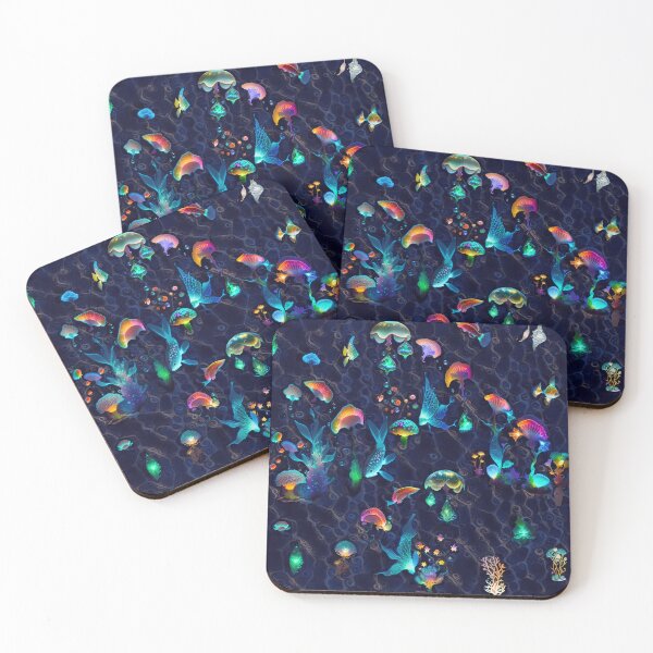 Item preview, seabed, corals, fish, glowing, flaming, multicolored, future dusk designed and sold by Maria Mihailova.