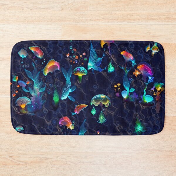Item preview, seabed, corals, fish, glowing, flaming, multicolored, future dusk designed and sold by Maria Mihailova.