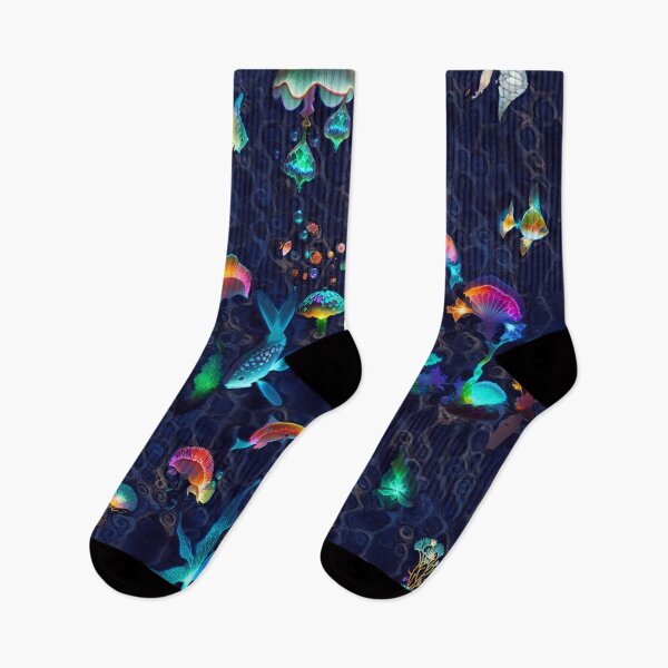 Item preview, seabed, corals, fish, glowing, flaming, multicolored, future dusk designed and sold by Maria Mihailova.