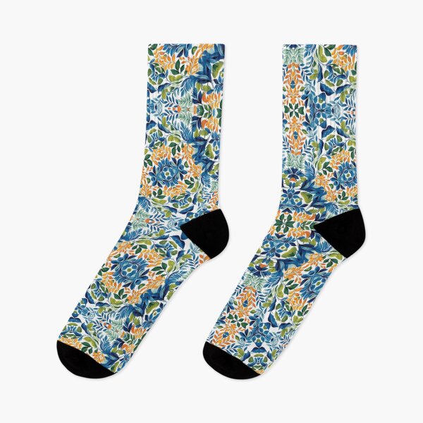 Item preview, Floral Seamless Pattern Blue, Green and Orange designed and sold by Petalandfur.