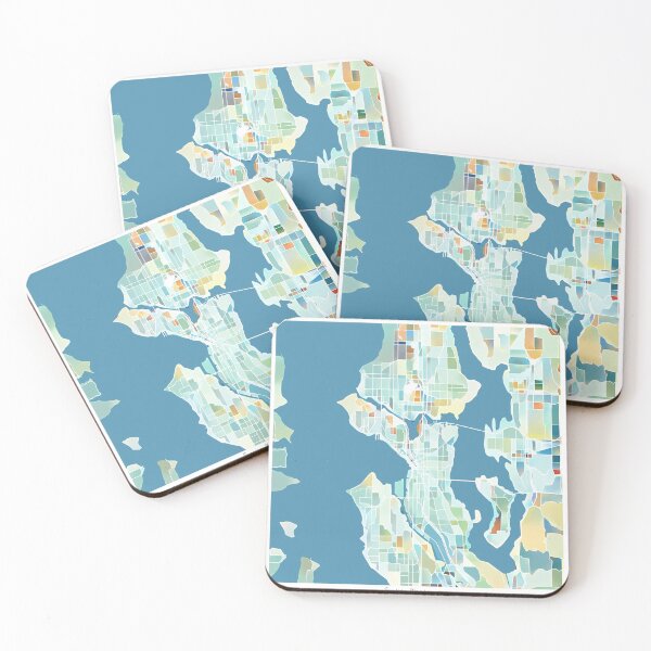 Item preview, Seattle Washington City Map - Pastel Color Scheme designed and sold by StylishStacks.
