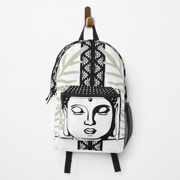 Item preview, Buddha Head Statue with Palm Fronds - Snow, Coal, Tea designed and sold by Irene Estelle.