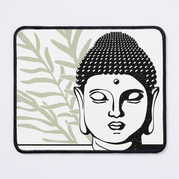 Item preview, Buddha Head Statue with Palm Fronds - Snow, Coal, Tea designed and sold by Irene Estelle.