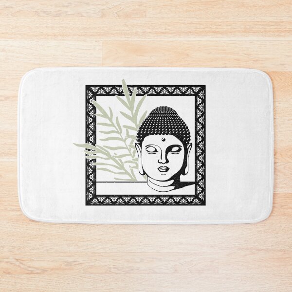 Item preview, Buddha Head Statue with Palm Fronds - Snow, Coal, Tea designed and sold by Irene Estelle.