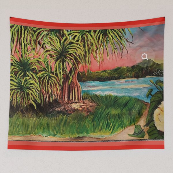 Item preview, Painting of Pandanas at Sunset Golden Beach designed and sold by ComicJo.