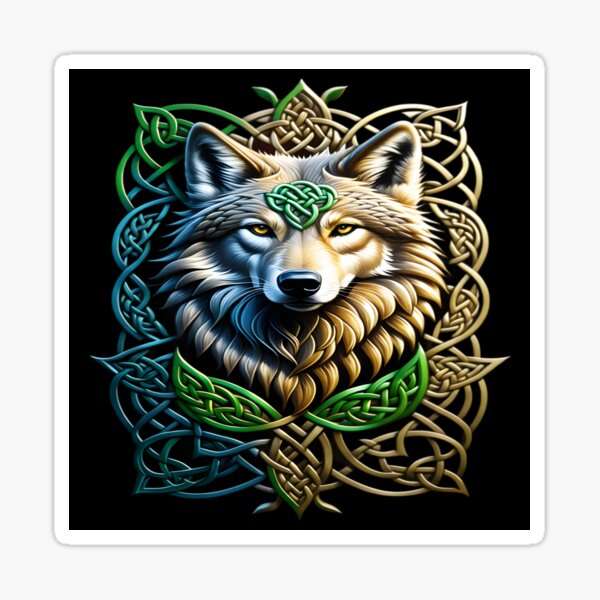 Celtic Art irish wolf in celtic knot design Sticker