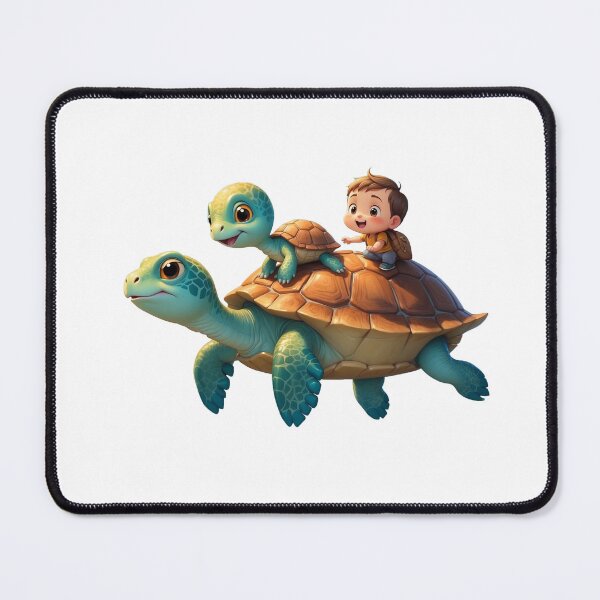 Item preview, Tiny adventurer atop turtle designed and sold by Fun and Amazing Designs.