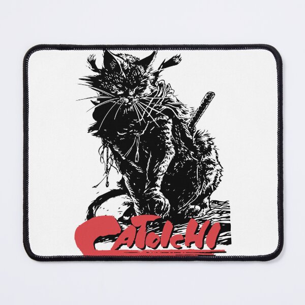 Item preview, Catoichi the Blind Swordsman, Zatoichi Cat, Samurai Cat, Anthropomorphic Cat Samurai, Ominous Looking Samurai Cat Warrior designed and sold by PrintShangri-La.