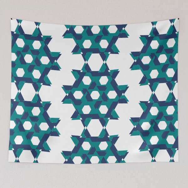Item preview, two tone blue and green hexagon star, honeycomb designed and sold by pipikijung.
