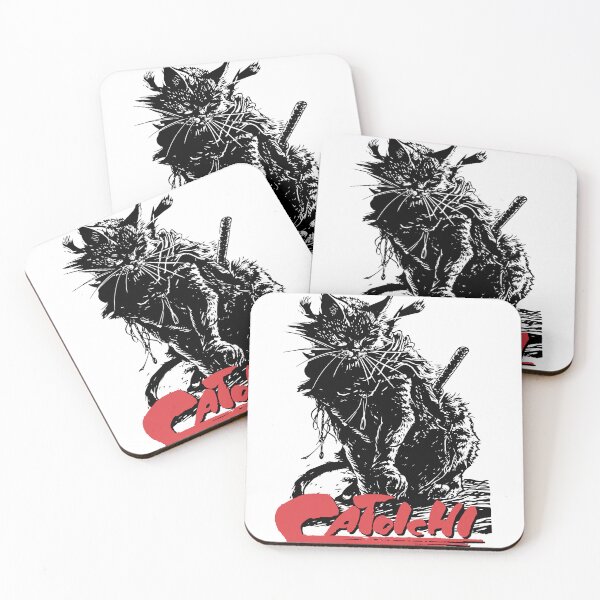Item preview, Catoichi the Blind Swordsman, Zatoichi Cat, Samurai Cat, Anthropomorphic Cat Samurai, Ominous Looking Samurai Cat Warrior designed and sold by PrintShangri-La.