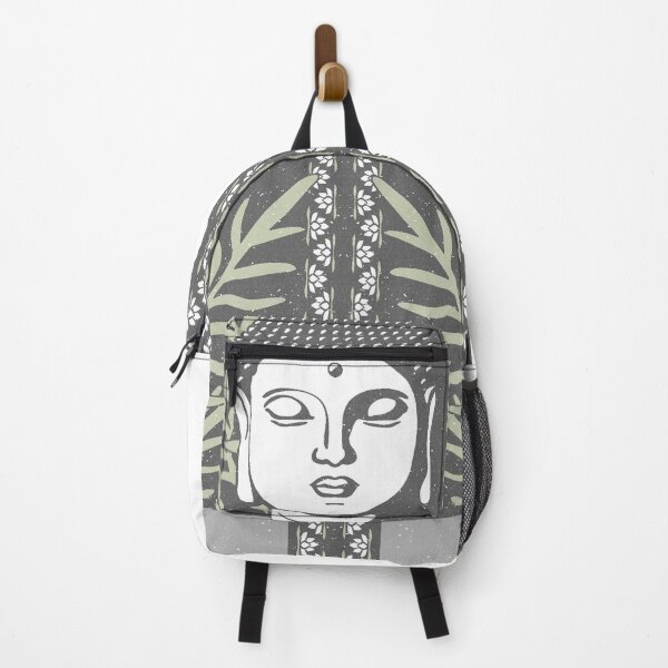 Item preview, Buddha Head Statue with Palm Fronds - Slate, Fog, Snow, Tea designed and sold by Irene Estelle.