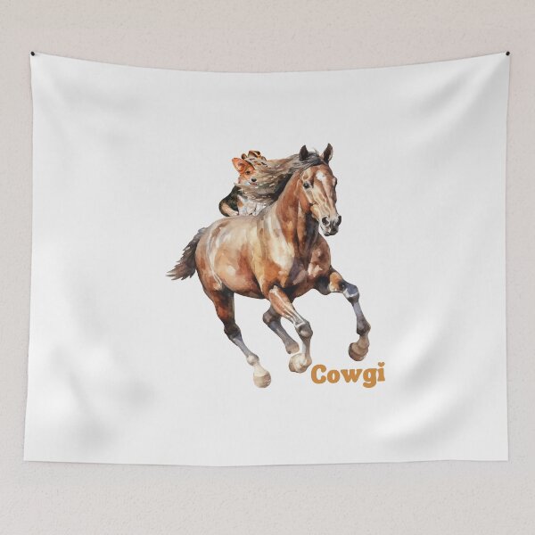 Item preview, Corgi cowboy, cowgi cute corgi riding a cowboy horse designed and sold by BigfeetLittlepaws.