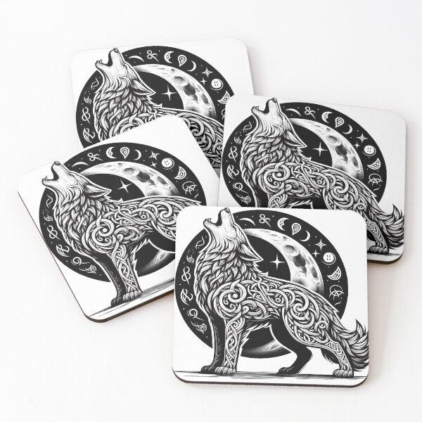 Item preview, Celtic Wolf Tribal wolf and crescent moon designed and sold by Expressions-Sel.