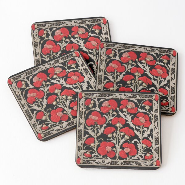 Item preview, Art Nouveau Floral Pattern Collection #1 - Red Snapdragon Flowers #1 designed and sold by elektronen.