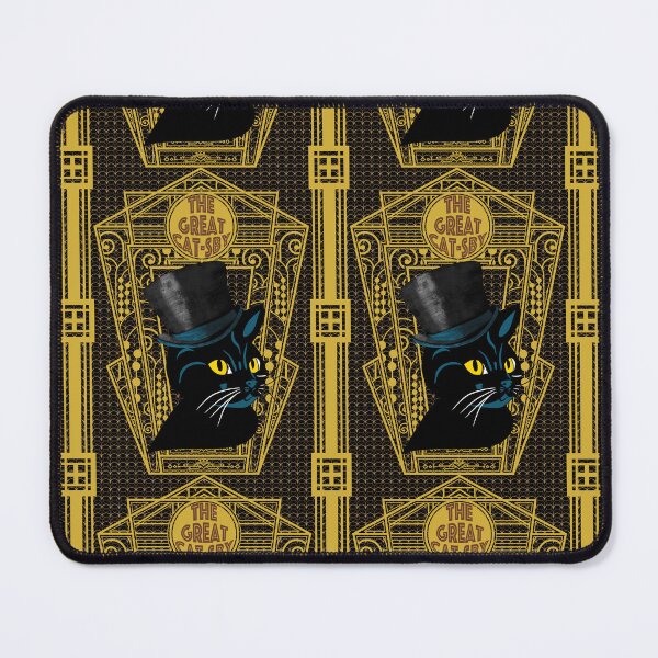 Item preview, The Great Cat-sby Hand-drawn Art Deco Gold Black Cat designed and sold by DonateWord.
