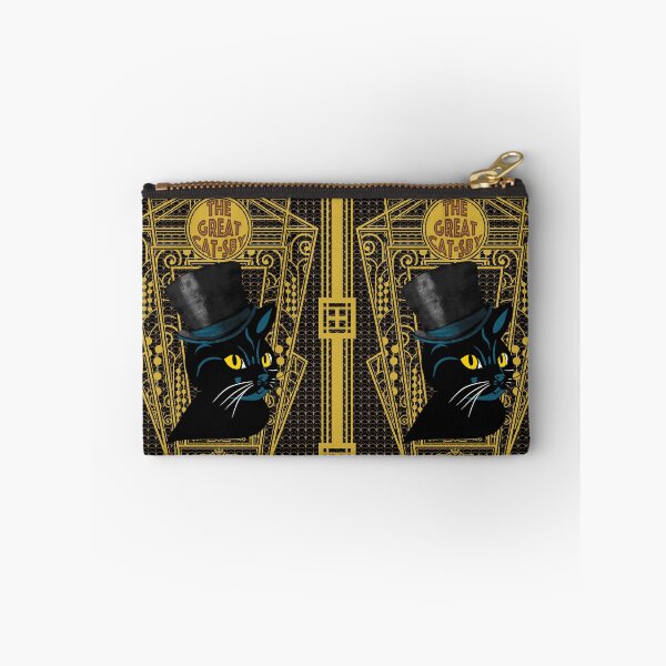 Item preview, The Great Cat-sby Hand-drawn Art Deco Gold Black Cat designed and sold by DonateWord.