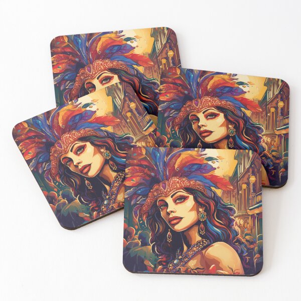 Item preview, Mardi Gras Majesty - Vibrant Carnival Queen Illustration designed and sold by PrintMastery.