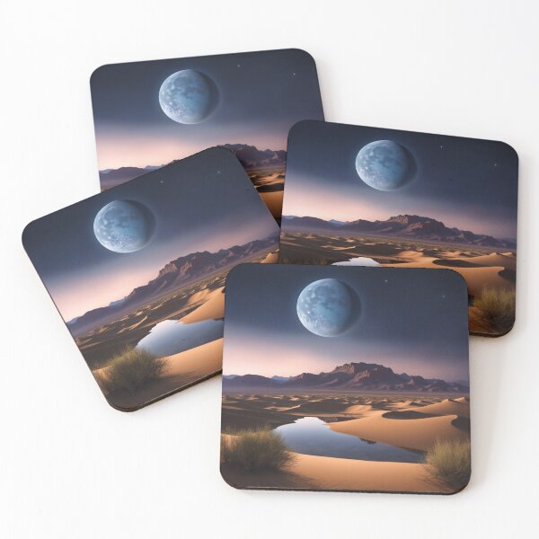Item preview, moon fall on the desert with oasis designed and sold by JangmiHorang.