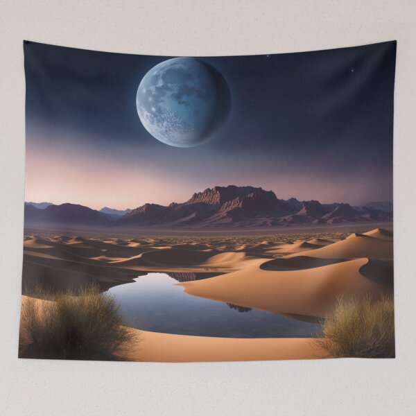 Item preview, moon fall on the desert with oasis designed and sold by JangmiHorang.
