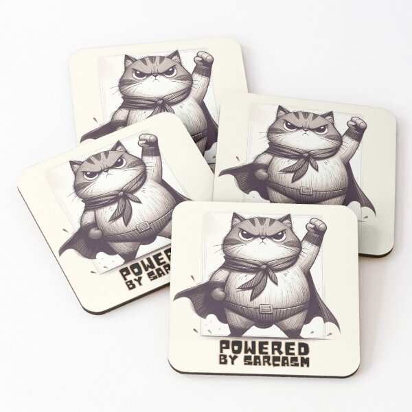 Item preview, Superhero Cat Powered by Sarcasm Illustration designed and sold by RuyaFab.