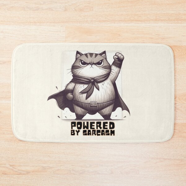Item preview, Superhero Cat Powered by Sarcasm Illustration designed and sold by RuyaFab.