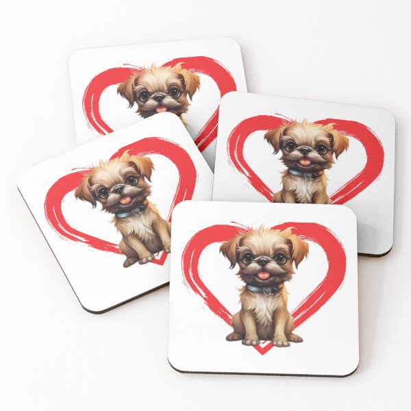 Item preview, Brussels Griffon Cartoon in Love Heart swoosh  designed and sold by For Dog Sake!®.