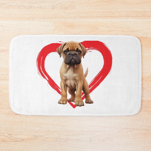 Artikelvorschau, Bull Mastiff Cartoon in Love Heart swoosh  entworfen und verkauft von For Dog Sake!®.