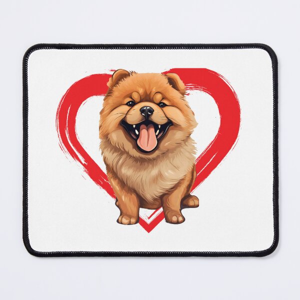 Aperçu de l'œuvre Chinese Chow Chow Cartoon in Love Heart swoosh  créée et vendue par For Dog Sake!®.