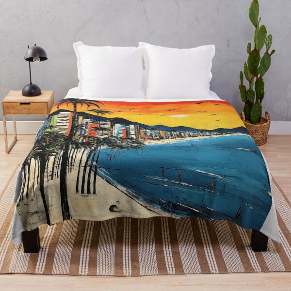 Item preview, Copacabana beach colorful travel vintage graphics designed and sold by wonderfulpark.