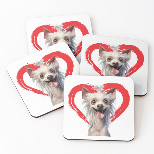 Item preview, Chinese Crested Dog Cartoon in Love Heart swoosh  designed and sold by For Dog Sake!®.