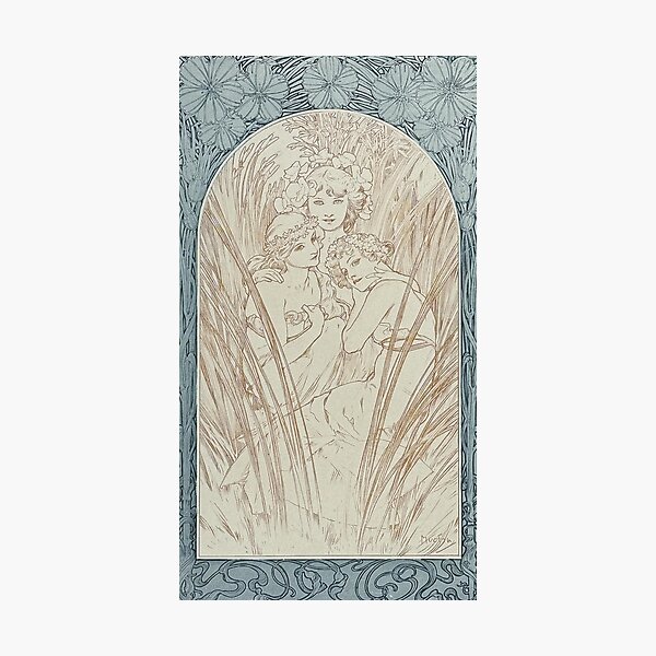 Item preview, Mucha, Folio - Illustration of 3 Women and Flowers, by Alphonse Mucha. HIGH DEFINITION designed and sold by MINDTHECHERRY.