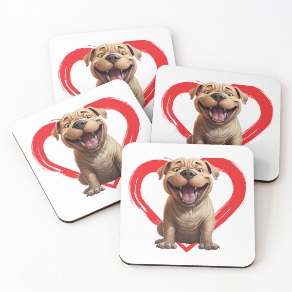Artikelvorschau, Chinese Shar-Pei Cartoon in Love Heart swoosh entworfen und verkauft von For Dog Sake!®.