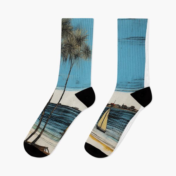Item preview, Seven mile beach colorful travel vintage graphics designed and sold by wonderfulpark.