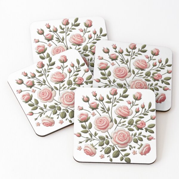 Item preview, Elegance in Bloom: Pink Roses Embroidered Collection designed and sold by ProjectNoah.