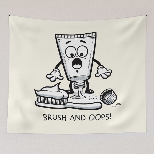 Item preview, Shocked Toothpaste Cartoon Illustration designed and sold by RuyaFab.