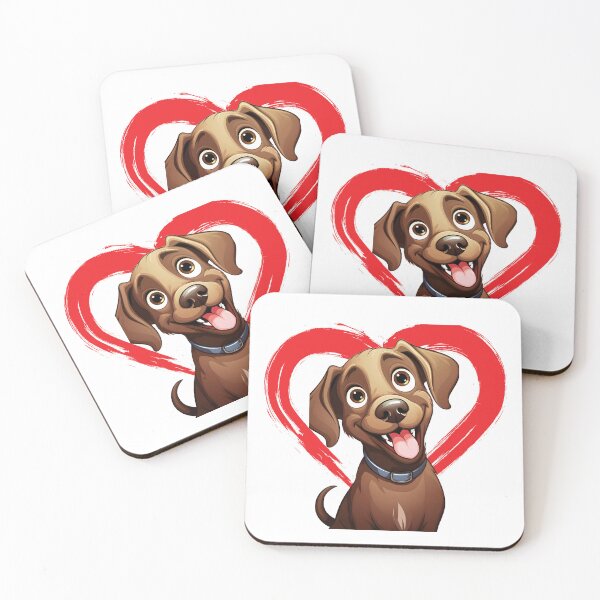 Item preview, Chocolate Labrador Cartoon in Love Heart swoosh  designed and sold by For Dog Sake!®.