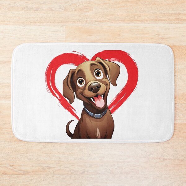 Item preview, Chocolate Labrador Cartoon in Love Heart swoosh  designed and sold by For Dog Sake!®.