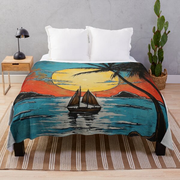 Item preview, Lanikai beach colorful travel vintage graphics designed and sold by wonderfulpark.